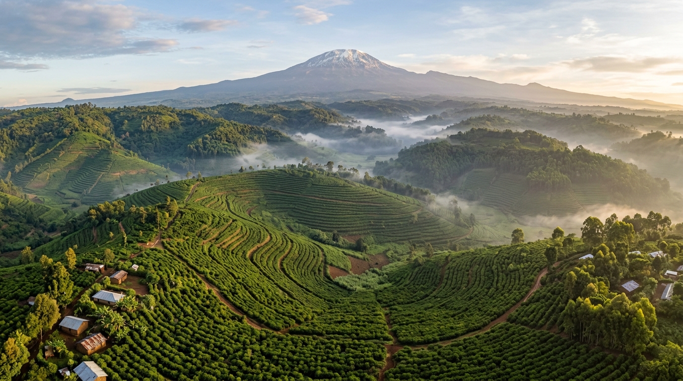 Mount Kilimanjaro and Tanzanian Coffee Terraces